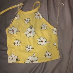 Yellow flower crop top.